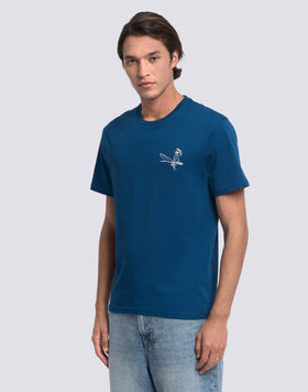 MEN'S CREW NECK T-SHIRT WITH TIDAL SURFER PRINT