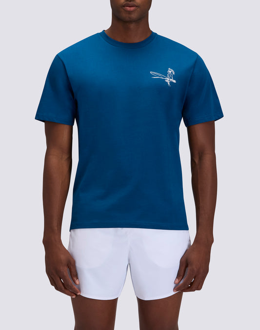 MEN'S CREW NECK T-SHIRT WITH TIDAL SURFER PRINT