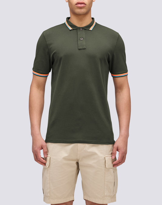 BRICE COTTON PIQUÉ POLO SHIRT WITH TRICOLOUR DETAILS