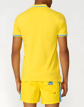 BRICE COTTON PIQUÉ POLO SHIRT WITH TRICOLOUR DETAILS