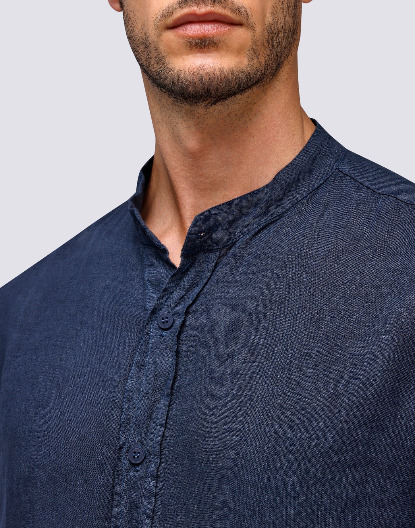 LINEN SHIRT WITH MANDAR COLLAR