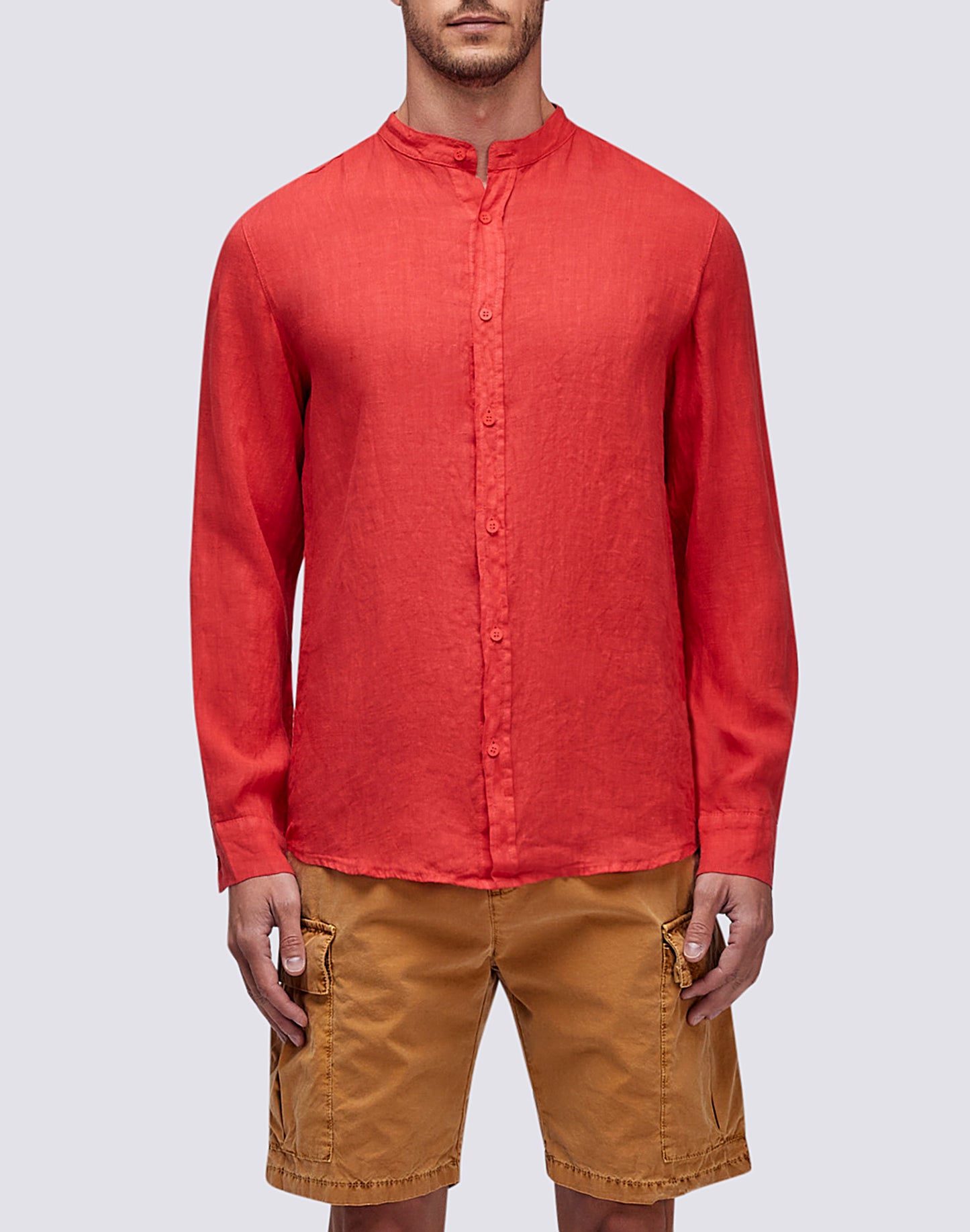 LINEN SHIRT WITH MANDAR COLLAR