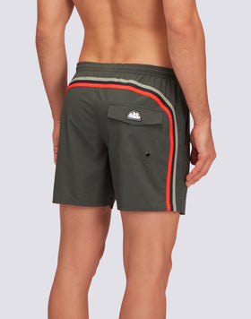 SWIM SHORTS WITH STRETCH FABRIC AND REMOVABLE POUCH