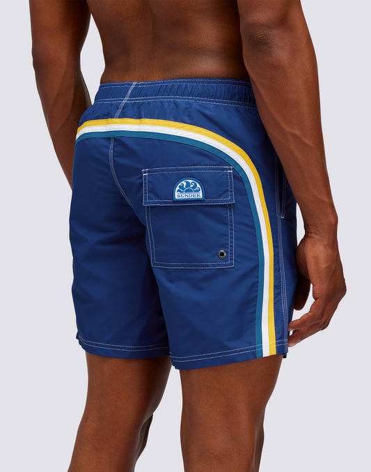 ICONIC TAFFETA STRETCH WAIST MID-LENGTH SWIM TRUNKS