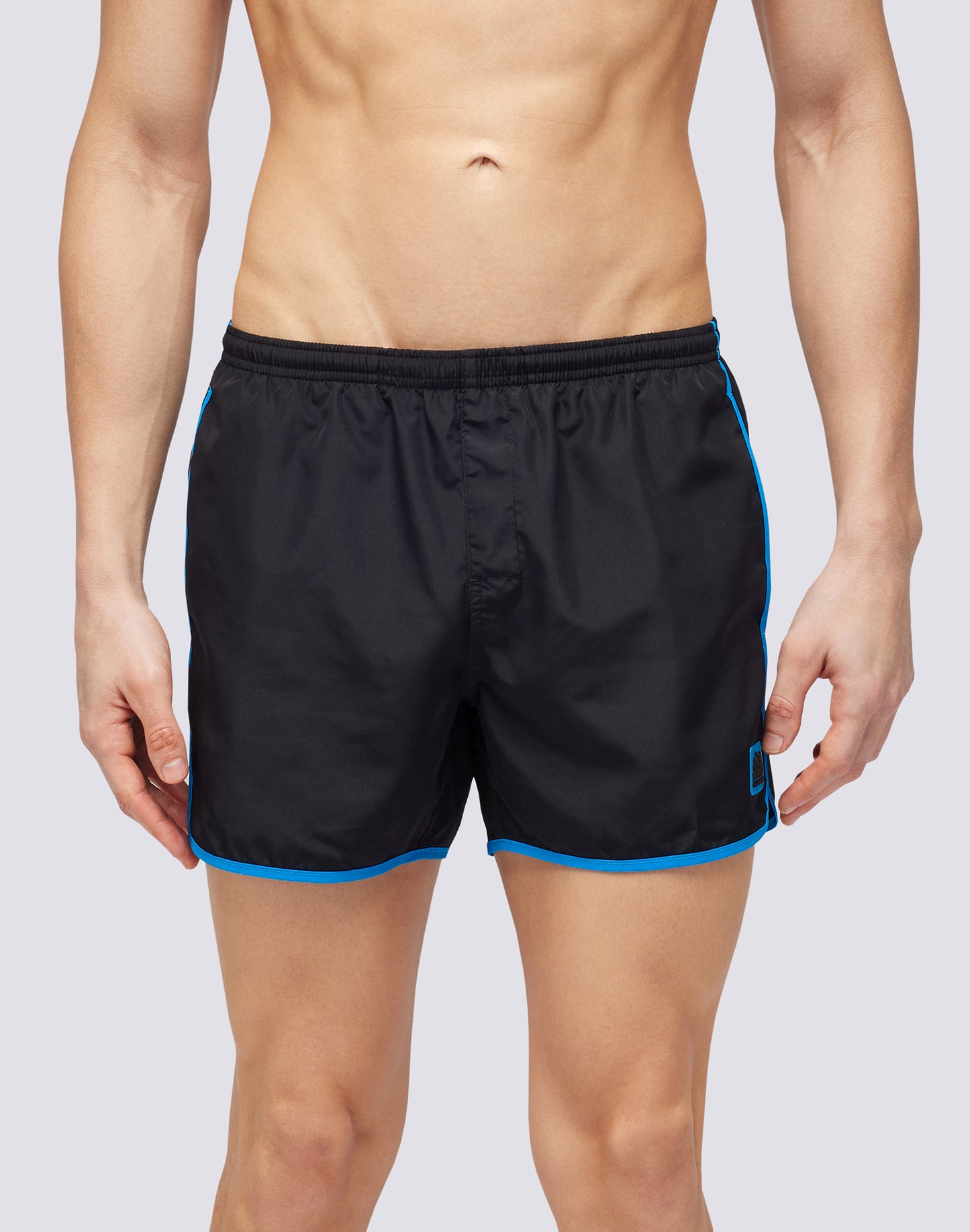 SHORT SWIMSHORTS WITH ELASTIC WAIST AND ROUND SIDE SLITS