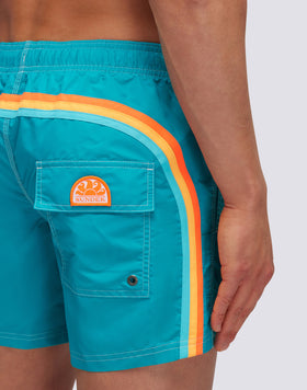 ICONIC TAFFETA STRETCH WAIST SHORT SWIM TRUNKS