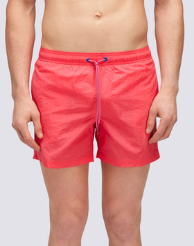CRINKLED SHORT ELASTIC WAIST SWIMSHORTS