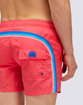 CRINKLED SHORT ELASTIC WAIST SWIMSHORTS