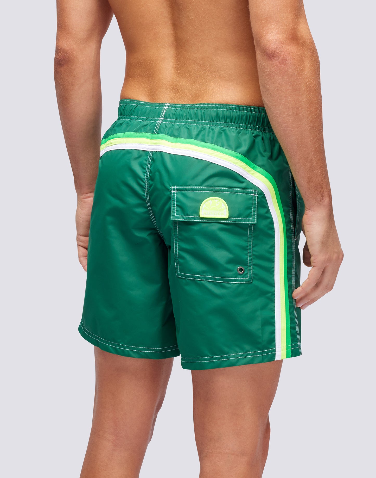 ICONIC TAFFETA STRETCH WAIST MID-LENGTH SWIM TRUNKS