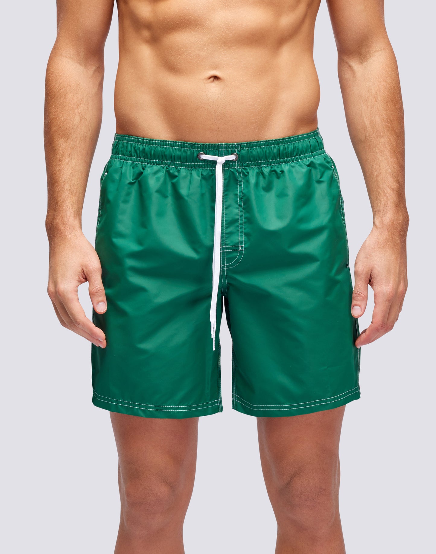 ICONIC TAFFETA STRETCH WAIST MID-LENGTH SWIM TRUNKS