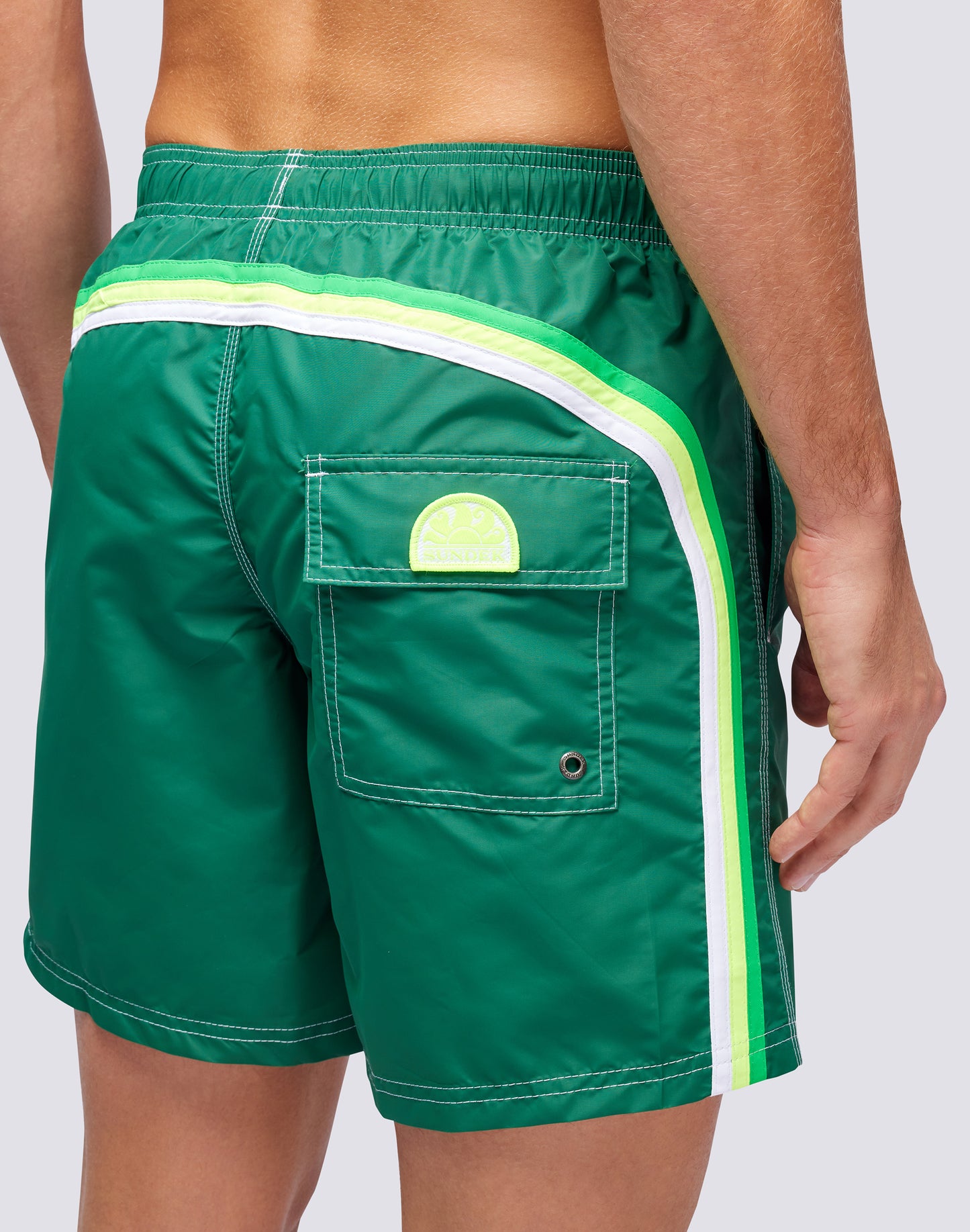 ICONIC TAFFETA STRETCH WAIST MID-LENGTH SWIM TRUNKS