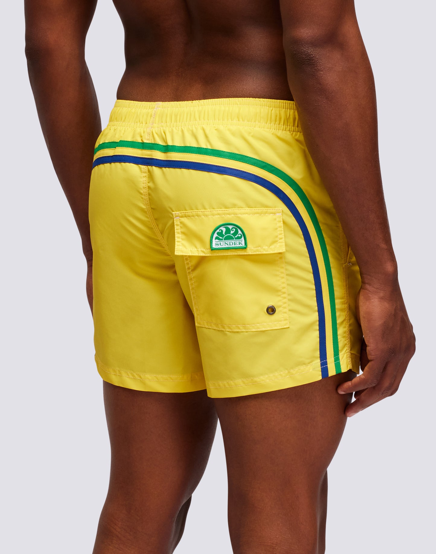 SHORT SWIM SHORTS WITH AN ELASTICATED WAISTBAND ICONIC TAFFETA BRAZIL FLAG