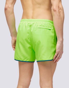 SHORT SWIMSHORTS WITH ELASTIC WAIST AND ROUND SIDE SLITS