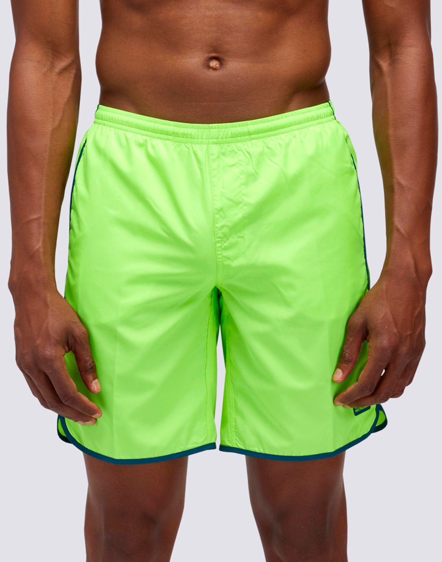 LIGHT POLY LONG SWIM SHORTS WITH AN ELASTICATED WAISTBAND