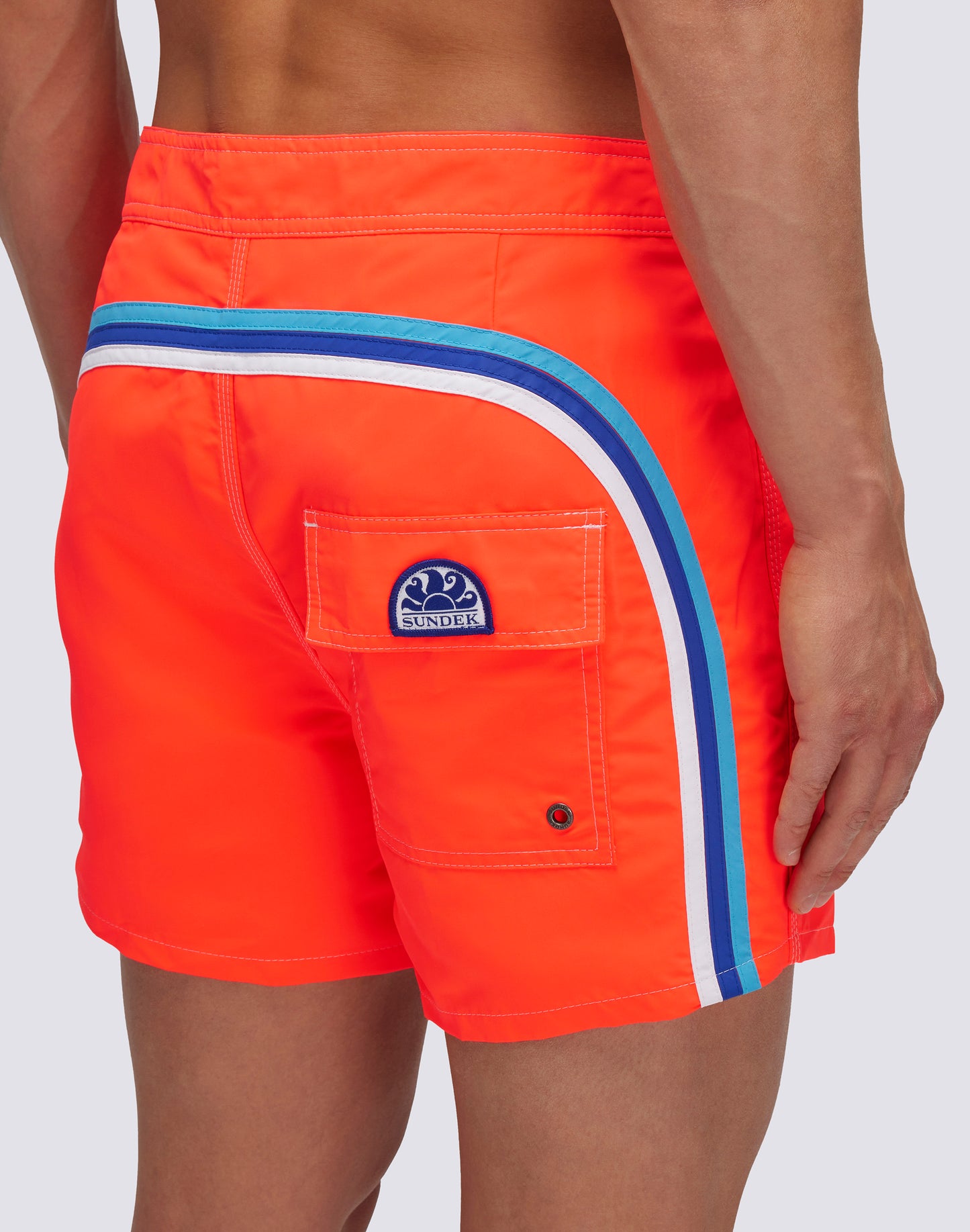 ICONIC TAFFETA FIXED WAIST SHORT SWIM TRUNKS