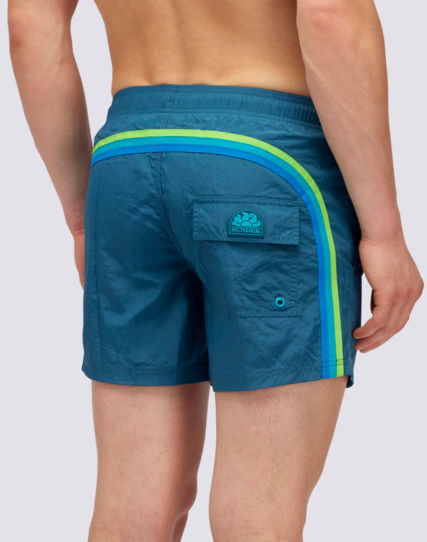 CRINKLED SHORT ELASTIC WAIST SWIMSHORTS