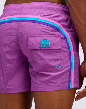 CRINKLED SHORT ELASTIC WAIST SWIMSHORTS