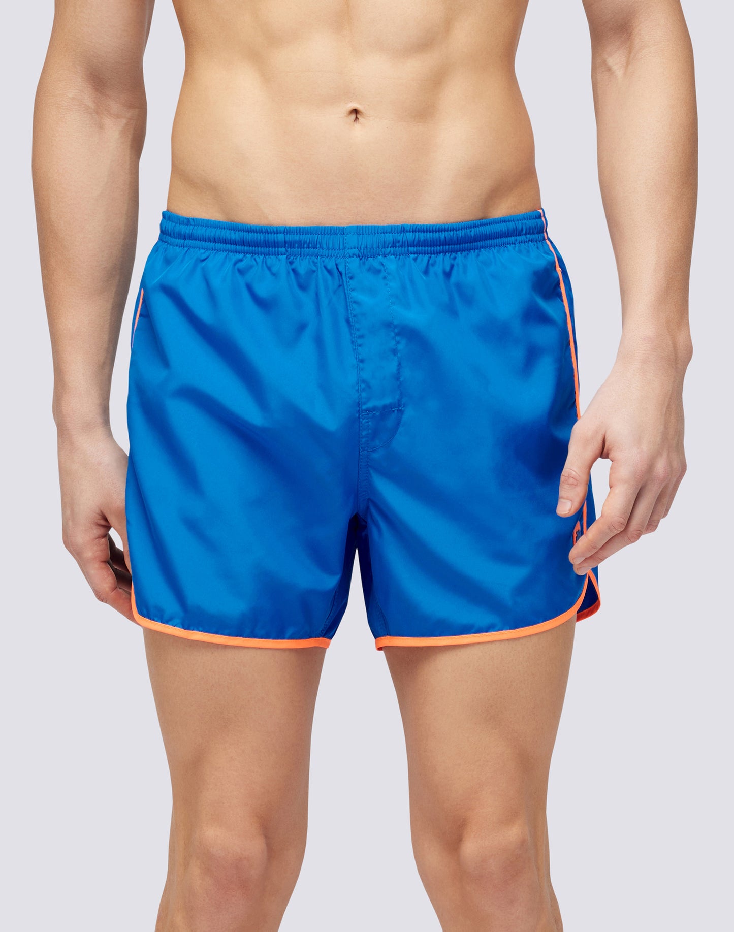 SHORT SWIMSHORTS WITH ELASTIC WAIST AND ROUND SIDE SLITS