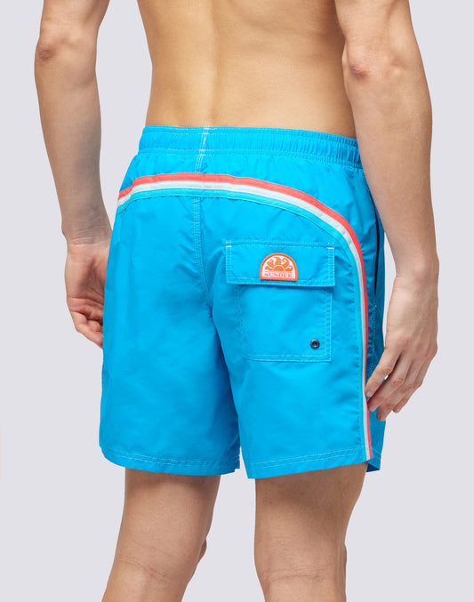 ICONIC TAFFETA STRETCH WAIST MID-LENGTH SWIM TRUNKS