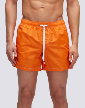 ICONIC TAFFETA STRETCH WAIST SHORT SWIM TRUNKS