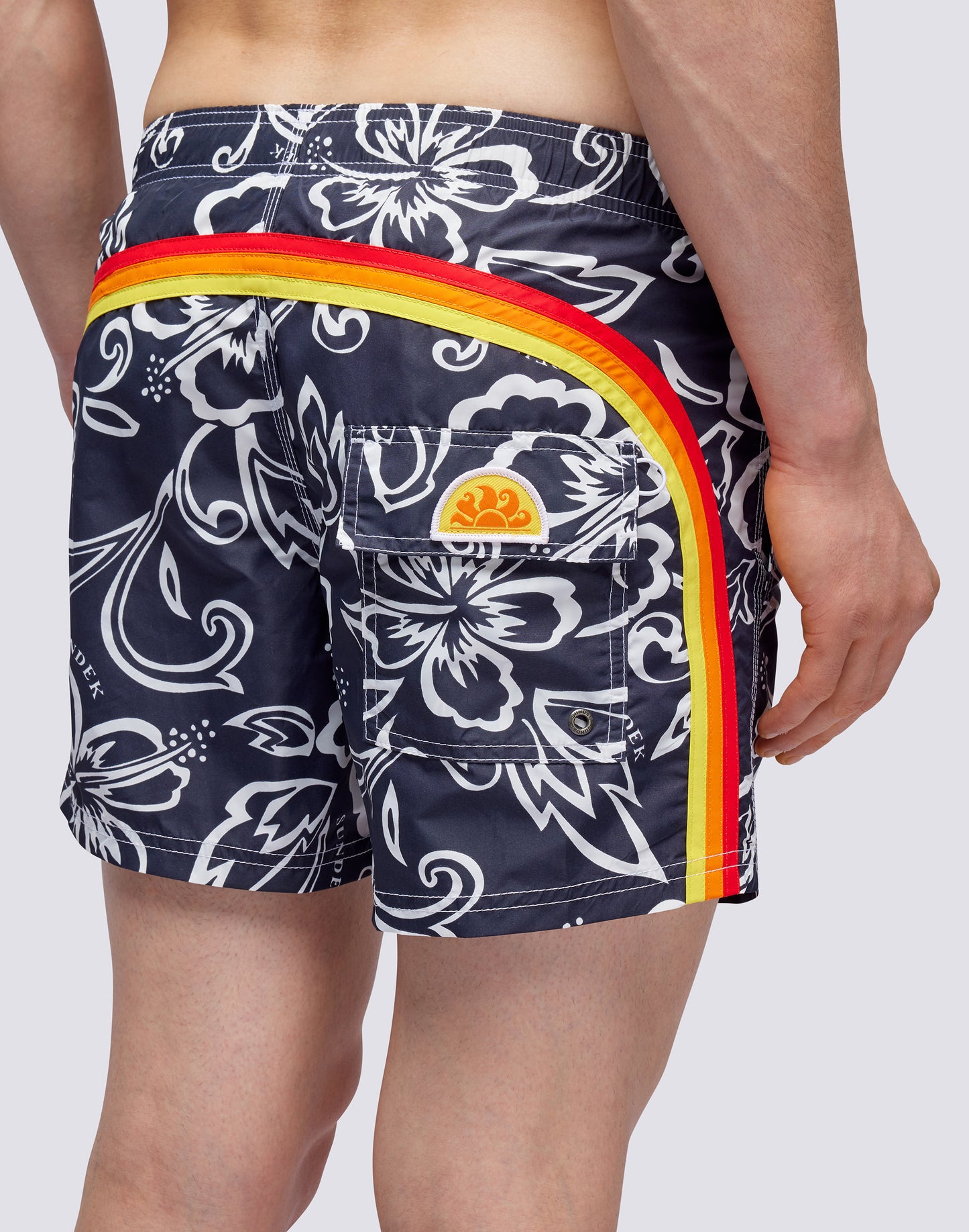 ARCHIVE HIBISCUS PRINTED SHORT SWIMSHORTS WITH ELASTIC WAIST