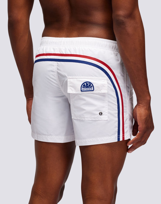 SHORT SWIM SHORTS WITH AN ELASTICATED WAISTBAND ICONIC TAFFETA