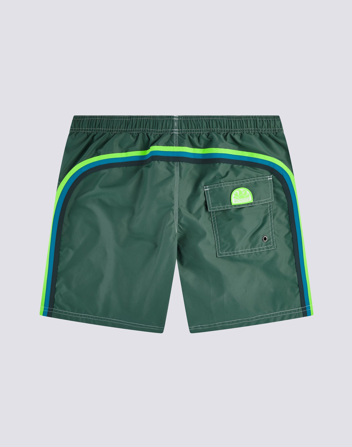 ICONIC TAFFETA STRETCH WAIST MID-LENGTH SWIM TRUNKS