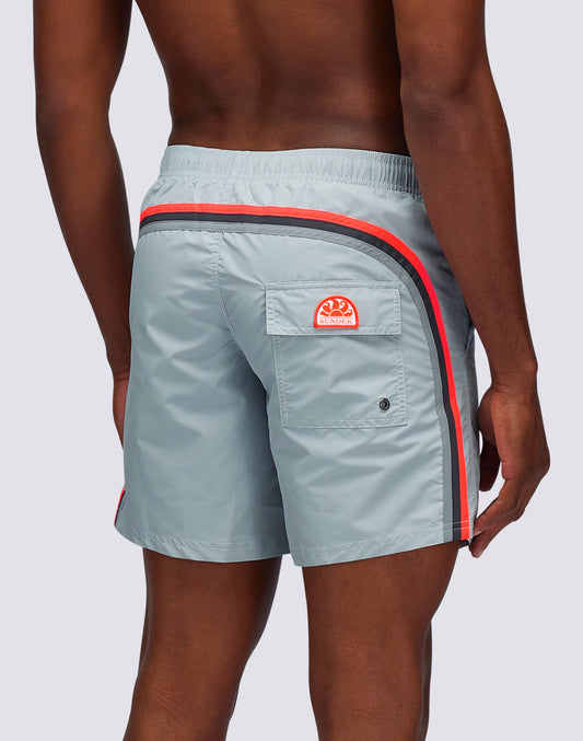 ICONIC TAFFETA STRETCH WAIST MID-LENGTH SWIM TRUNKS