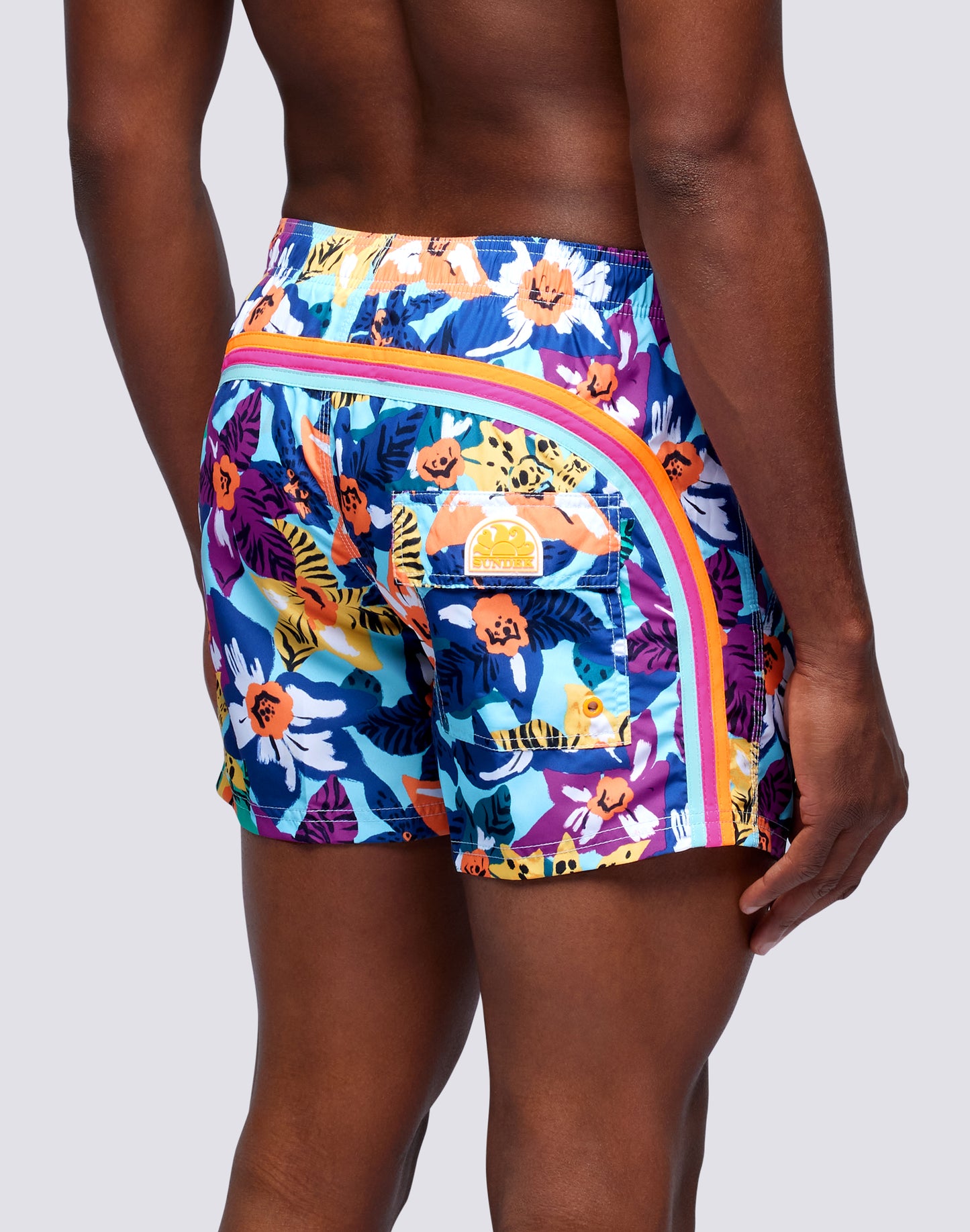 NABIS BLOOM REPREVE® MICROPRINT ELASTICATED WAIST SHORT SWIMSHORTS