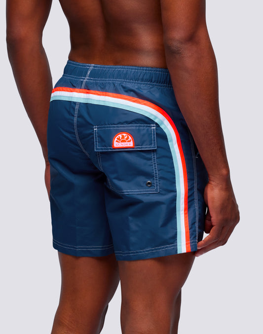 ICONIC TAFFETA STRETCH WAIST MID-LENGTH SWIM SHORTS