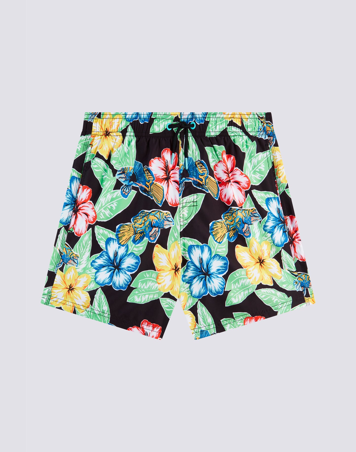 REPREVE® ELASTICATED WAIST SHORT SWIMSHORTS WITH ANIMAL FISH PRINT