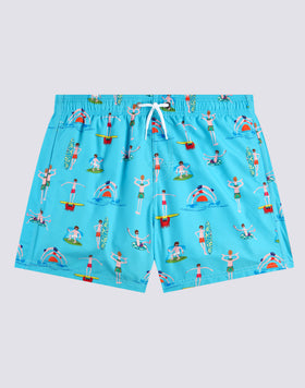 BEACH BOY MICROPRINT ELASTICATED WAIST SHORT SWIMSHORTS
