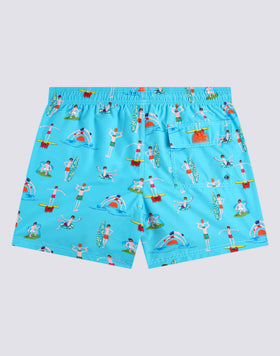 BEACH BOY MICROPRINT ELASTICATED WAIST SHORT SWIMSHORTS
