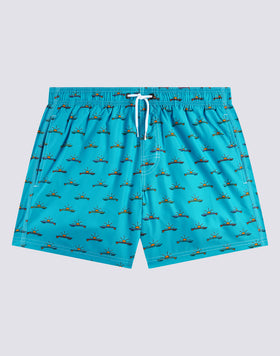 SUNBOARD REPREVE® MICROPRINT ELASTICATED WAIST SHORT SWIMSHORTS