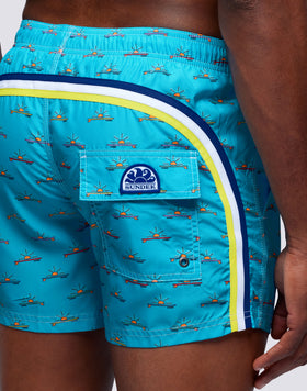 SUNBOARD REPREVE® MICROPRINT ELASTICATED WAIST SHORT SWIMSHORTS