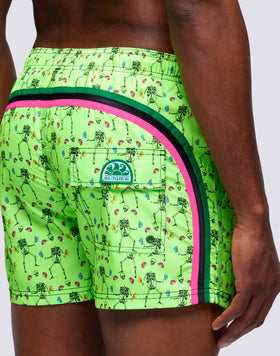 SKELETON BAY REPREVE® MICROPRINT ELASTICATED WAIST SHORT SWIMSHORTS