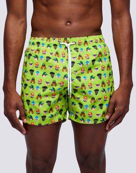 GUESS WHO MICROPRINT ELASTICATED WAIST SHORT SWIMSHORTS