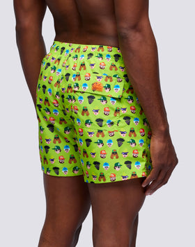 GUESS WHO MICROPRINT ELASTICATED WAIST SHORT SWIMSHORTS