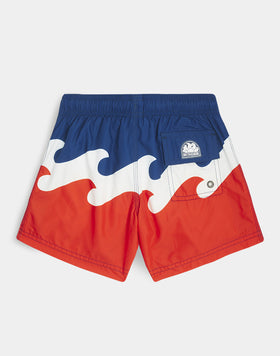MULTIWAVES PRINT ELASTICATED WAIST SHORT SWIMSHORTS