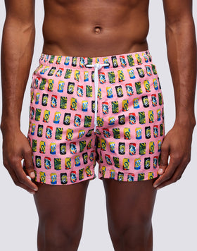 COLOR PLINKING MICROPRINT ELASTICATED WAIST SHORT SWIMSHORTS