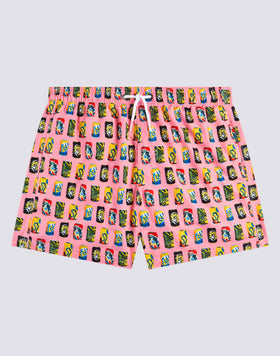 COLOR PLINKING MICROPRINT ELASTICATED WAIST SHORT SWIMSHORTS