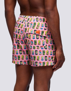 COLOR PLINKING MICROPRINT ELASTICATED WAIST SHORT SWIMSHORTS