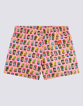 COLOR PLINKING MICROPRINT ELASTICATED WAIST SHORT SWIMSHORTS