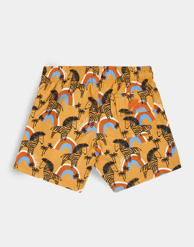 TROPICAL SAFARI PRINT ELASTICATED WAIST SHORT SWIMSHORTS