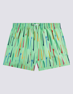 MICROPRINT POP SURF REPREVE® ELASTICATED WAIST SHORT SWIMSUIT
