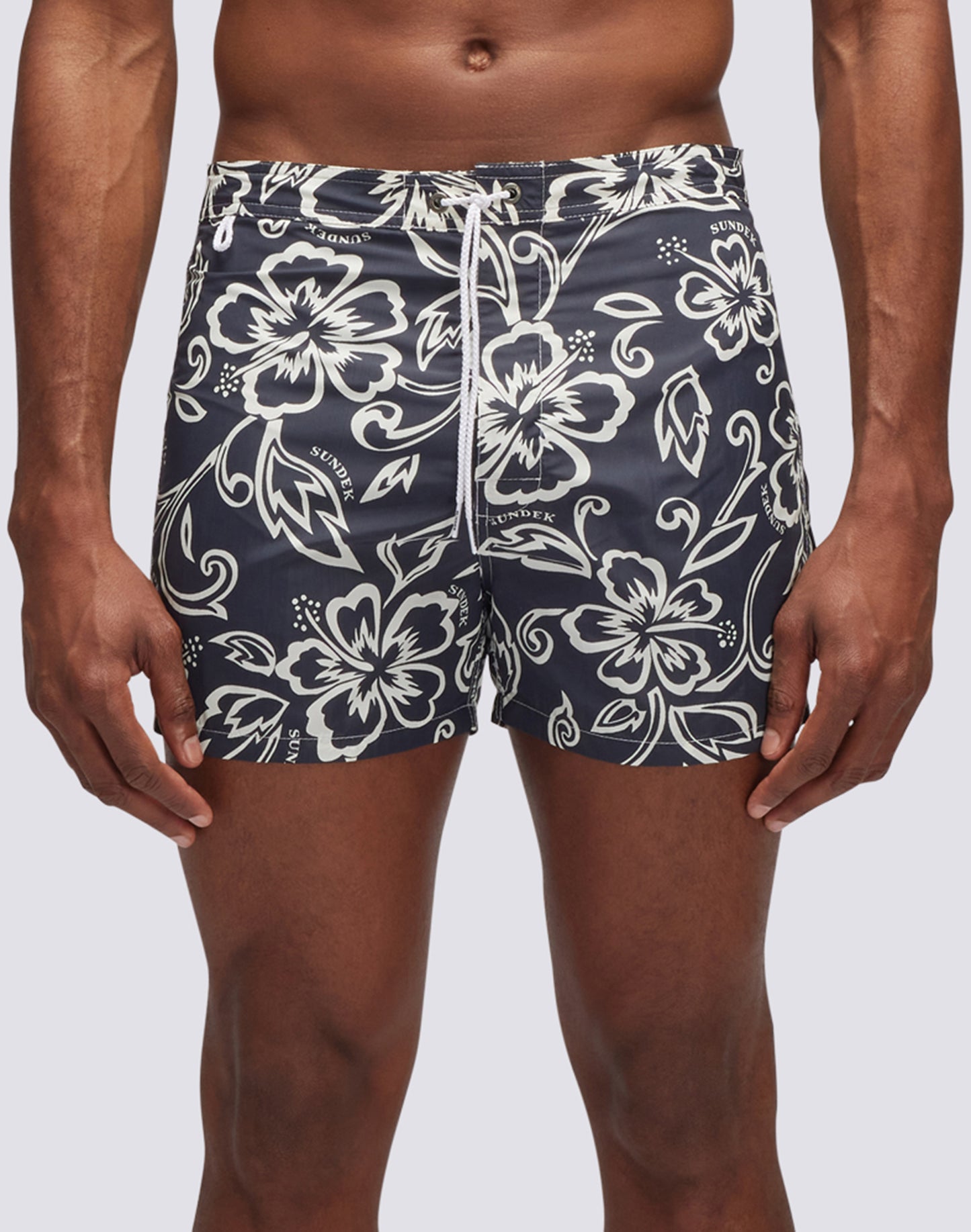 SHORT FIXED WAIST SWIMSHORTS ICONIC TAFFETA WITH VINTAGE PRINT