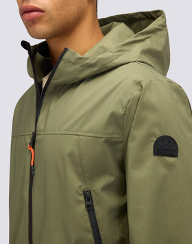 MEN'S SHORT JACKET WITH HOOD IN BONDED FABRIC