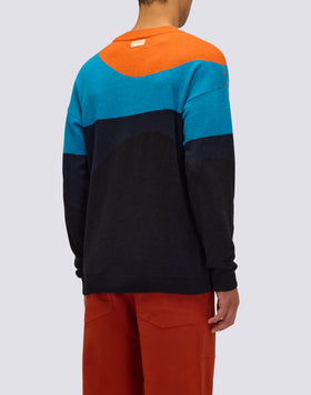 MEN'S CREW NECK SWEATER WITH 3-COLOR INTARSIA