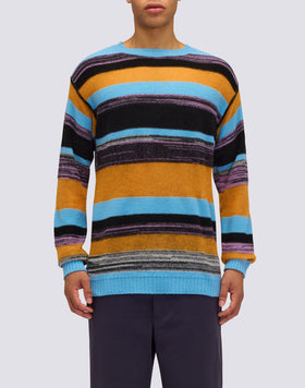 MEN'S CREW NECK SWEATER WITH MULTI-STRIPE PATTERN