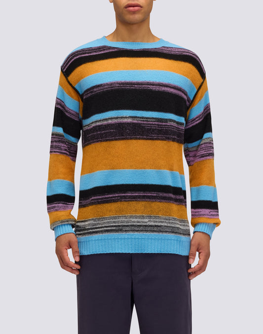 MEN'S CREW NECK SWEATER WITH MULTI-STRIPE PATTERN